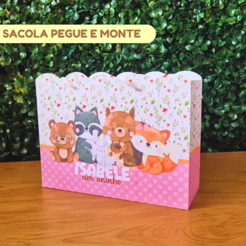 Sacolinha Personalizada Bosque Encantado Menina | Lembrancinha Fe