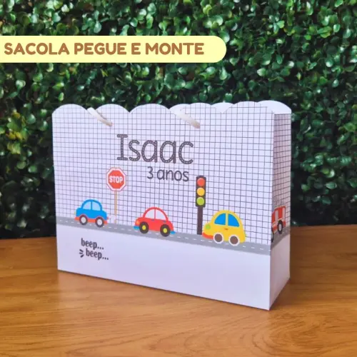 Sacolinha Personalizada Carrinhos | Lembrancinha Festa Infantil |