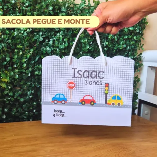 Sacolinha Personalizada Carrinhos | Lembrancinha Festa Infantil |