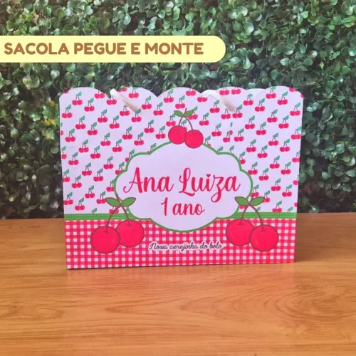 Sacolinha Personalizada Cerejinha | Lembrancinha Festa Infantil | Pegue e Monte