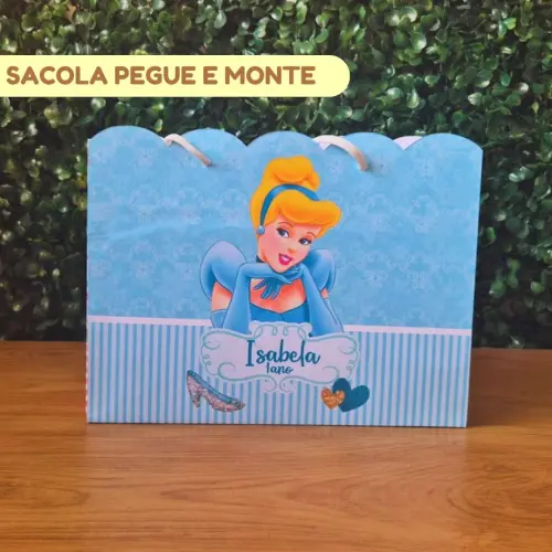 Sacolinha Personalizada Cinderela | Lembrancinha Festa Infantil | Pegue e Monte