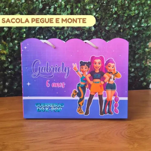 Sacolinha Personalizada Guerreiras do K-pop | Lembrancinha Festa Infantil | Pegue e Monte