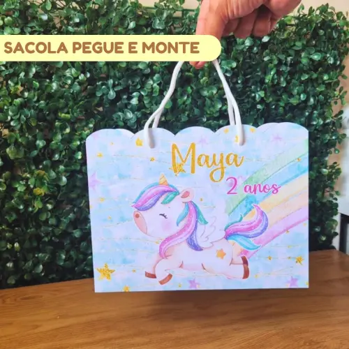 Sacolinha Personalizada Unicórnio | Lembrancinha Festa Infantil 