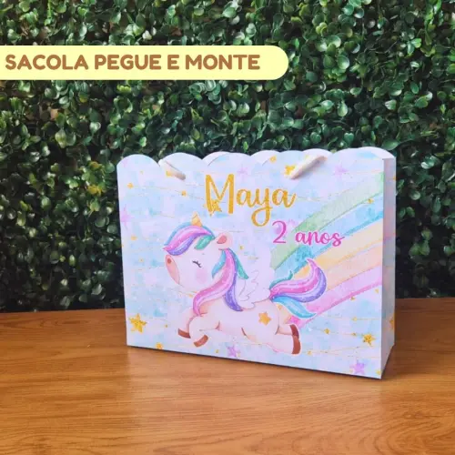 Sacolinha Personalizada Unicórnio | Lembrancinha Festa Infantil 