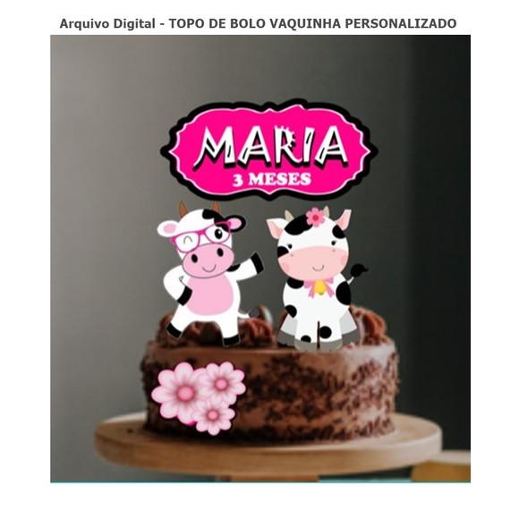 Arquivo de Corte Topo de Bolo Vaquinha Personalizado