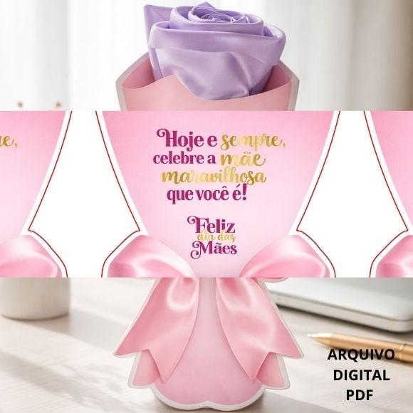 Buquê de Flor de Cetim Card Dia das Mãe Arquivo Digital pdf