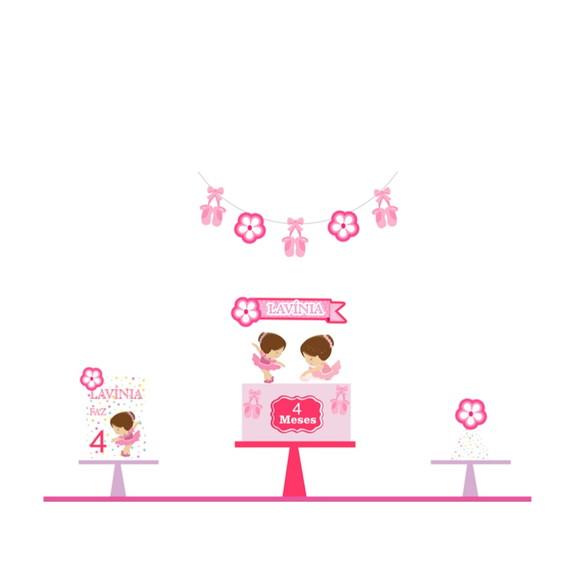 Kit Decoração de Festa Bailarina Rosa - Arquivo Digital pdf