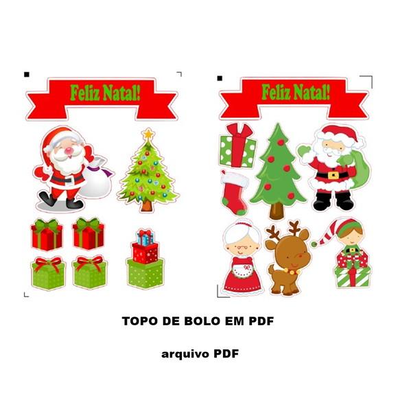 Topo de Bolo Feliz Natal - Arquivo Digital PDF