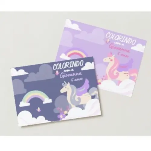 2 Livrinhos de Colorir Unicórnio pdf Menina e Menino