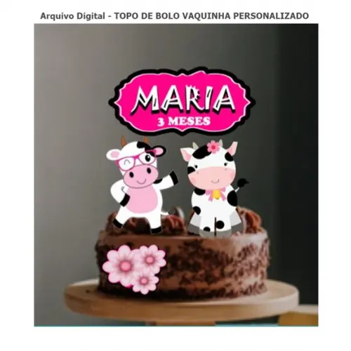 Arquivo de Corte Topo de Bolo Vaquinha Personalizado