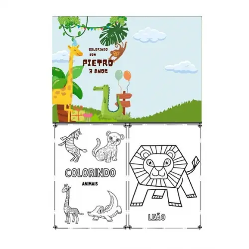 Arquivo Digital - Livrinho de Colorir Personalizado Safari
