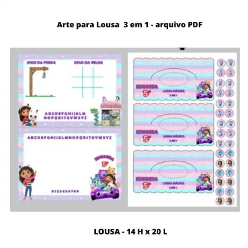Arquivo Lousa Magica 3 em 1 Arte em pdf com Nome e Idade