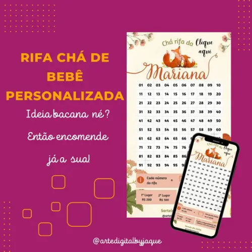 Chá Rifa de Bebê Raposinha- Arquivo Digital em pdf ou Png