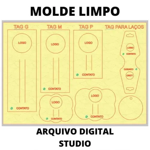 Kit Digital -moldes Tags para Laços