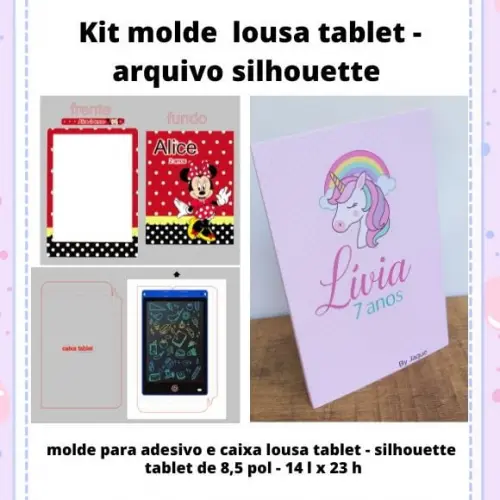 Molde Caixa e Adesivo Lousa Magica Tablet Arquivo de Corte