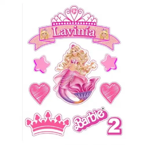 Topo de Bolo da Barbie em pdf - Arte Personalizado com Nome