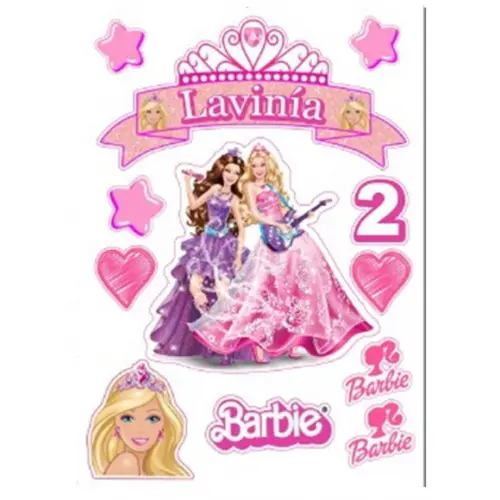 Topo de Bolo da Barbie em pdf - Arte Personalizado com Nome