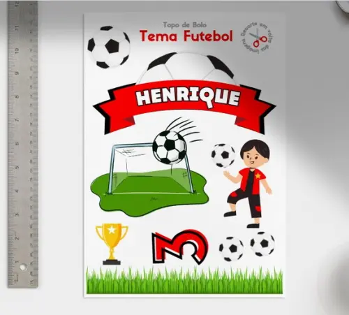 Topo de Bolo Futebol - Arquivo de Corte em pdf