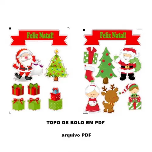 Topo de Bolo Feliz Natal - Arquivo Digital PDF
