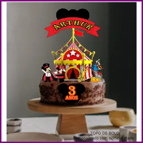 Topo de Bolo no Tema Circo - Arquivo pdf Personalizado