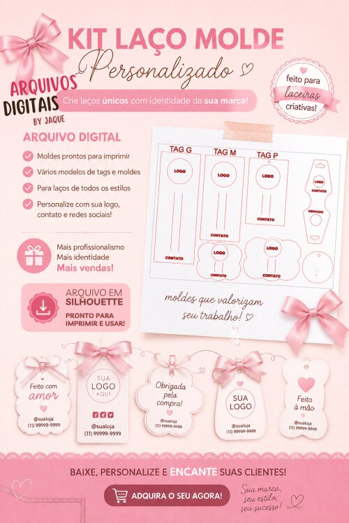 Kit Digital - Tags para Laços molde silhouette
