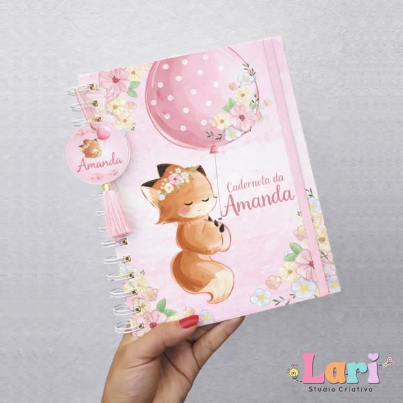 Caderneta de Saúde do Bebê Personalizada Raposa Rosa