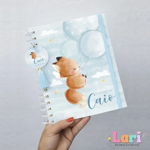 Caderneta de Saúde do Bebê Personalizada Raposa Azul