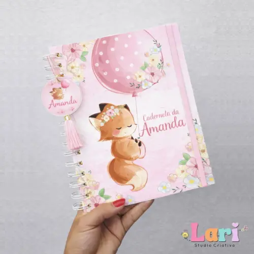 Caderneta de Saúde do Bebê Personalizada Raposa Rosa