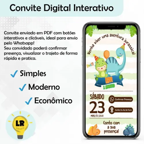 Convite Digital e Interativo - Dino Baby