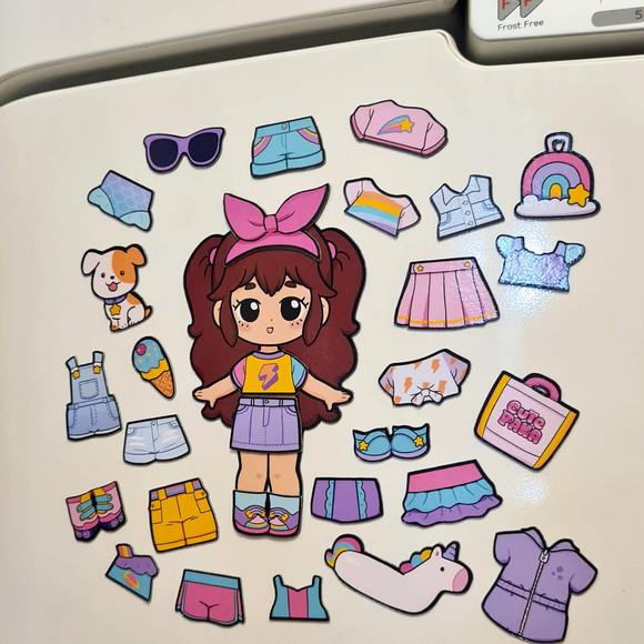 Boneca Ímã Troca Roupinha - Verão - Kit 32 Peças