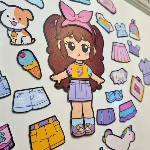 Boneca Ímã Troca Roupinha - Verão - Kit 32 Peças