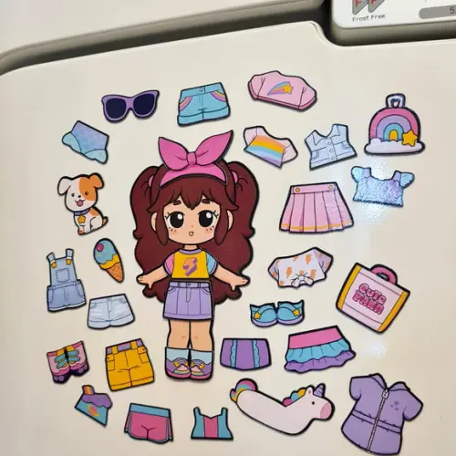 Boneca Ímã Troca Roupinha - Verão - Kit 32 Peças