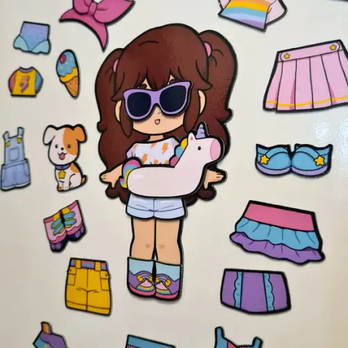Boneca Ímã Troca Roupinha - Verão - Kit 32 Peças