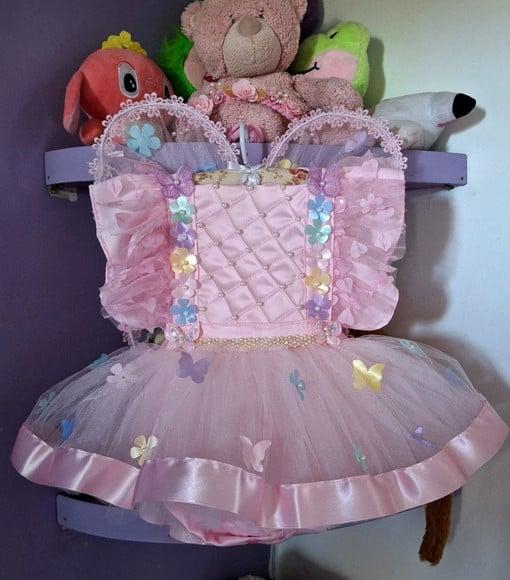 Kit Romper Infantil Jardim Encantado Luxo + Asa + Faixa