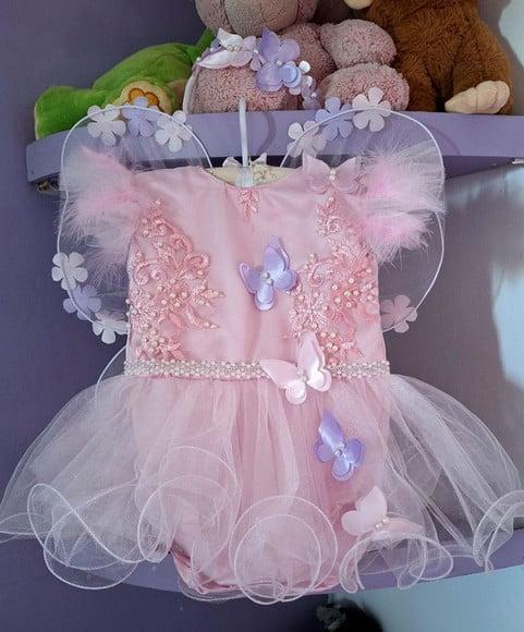 Kit Romper Jardim das Borboletas Rosa 3 Peças