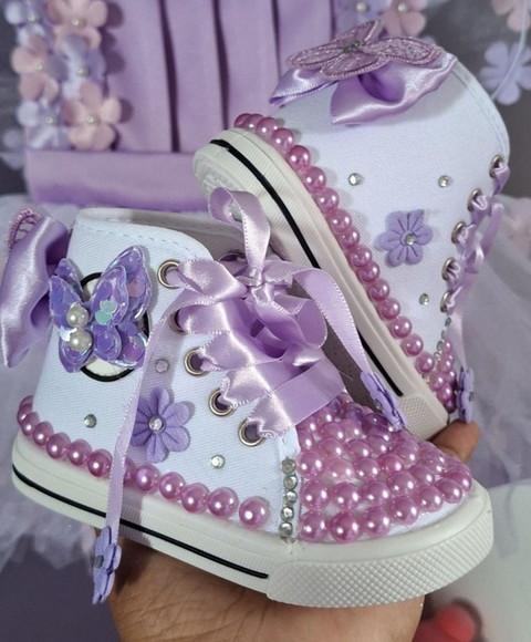 Kit Romper Lilas Jardim das Borboletas com Tênis