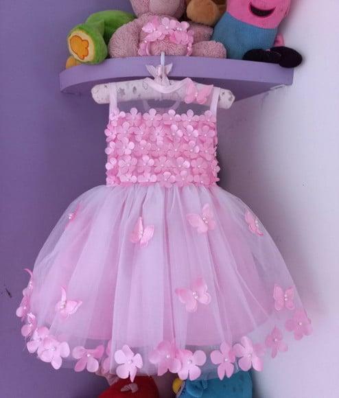 Pedido Personalizado Vestido Jardim Rosa com Manga Curta