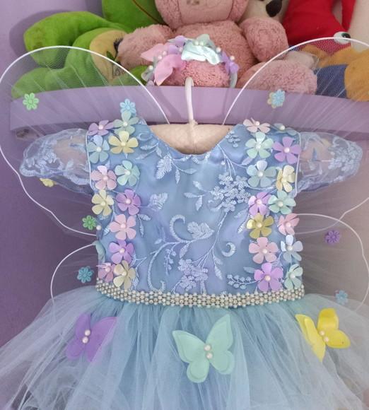 Romper Infantil Jardim Encantado Azul 3 Peças