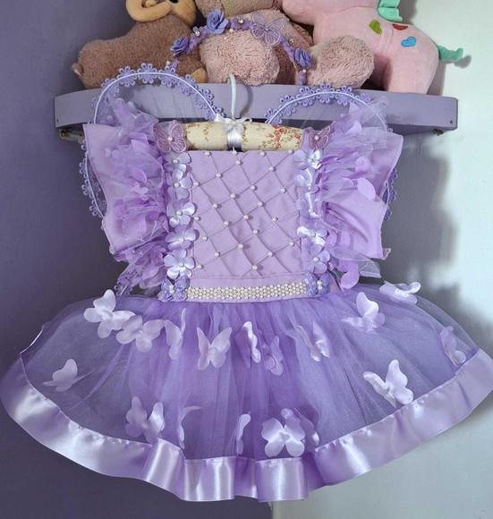 Romper Infantil Jardim Encantado Lilas Luxo + Tênis