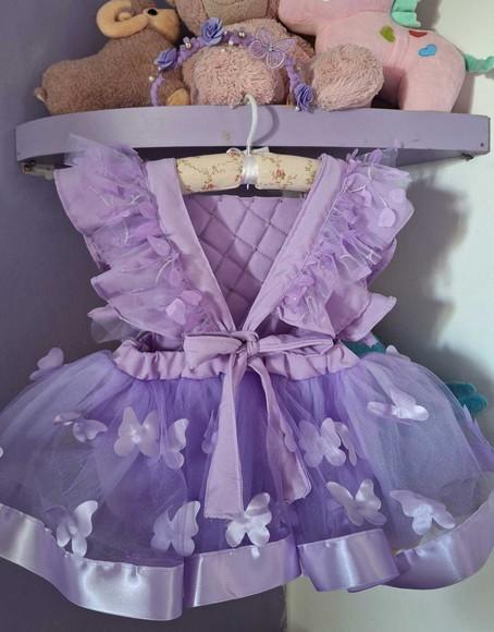 Romper Infantil Jardim Encantado Lilas Luxo + Tênis