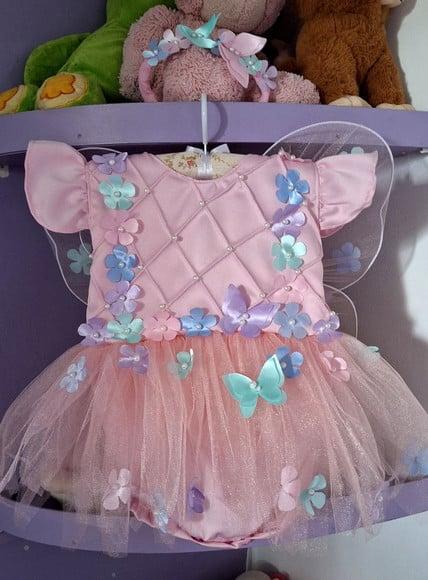 Romper Infantil Jardim Encantado Rosa 3 Peças