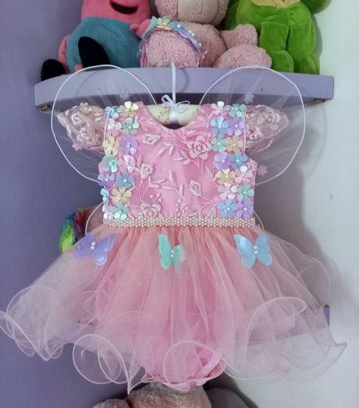 Romper Infantil Jardim Encantado Rosa 3 Peças Luxo