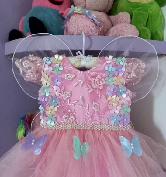 Romper Infantil Jardim Encantado Rosa 3 Peças Luxo