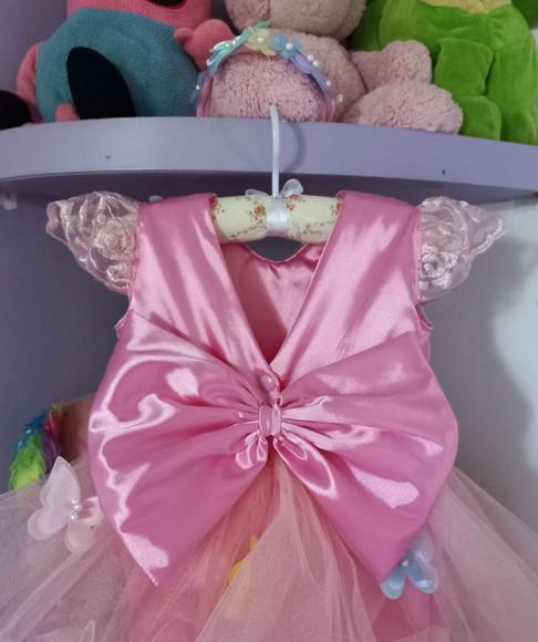 Romper Infantil Jardim Encantado Rosa 3 Peças Luxo