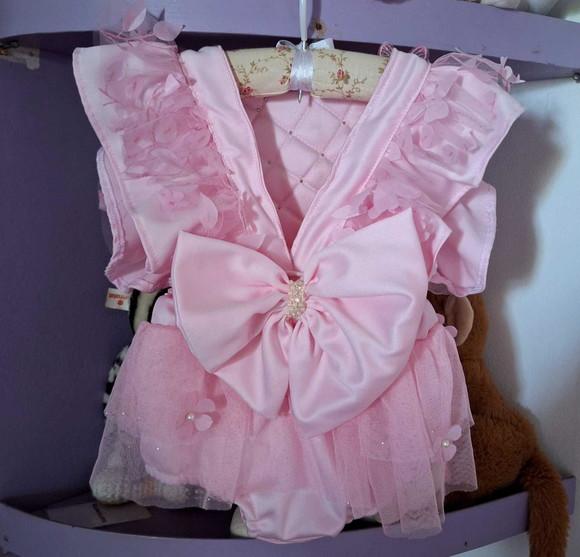 Romper Jardim Encantado Rosa + Asa + Faixa