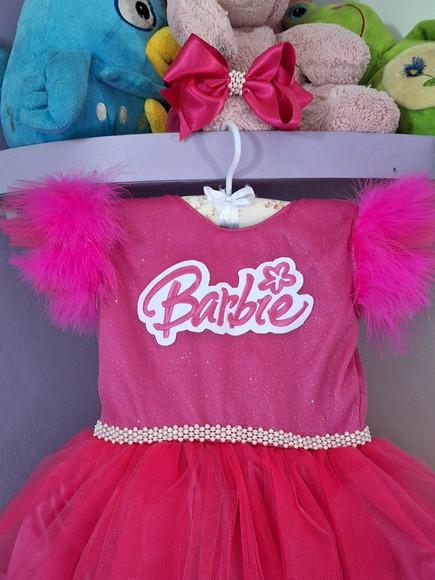 Vestido Infantil Barbie Rosa Luxo