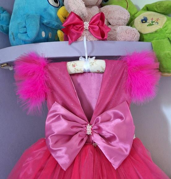 Vestido Infantil Barbie Rosa Luxo
