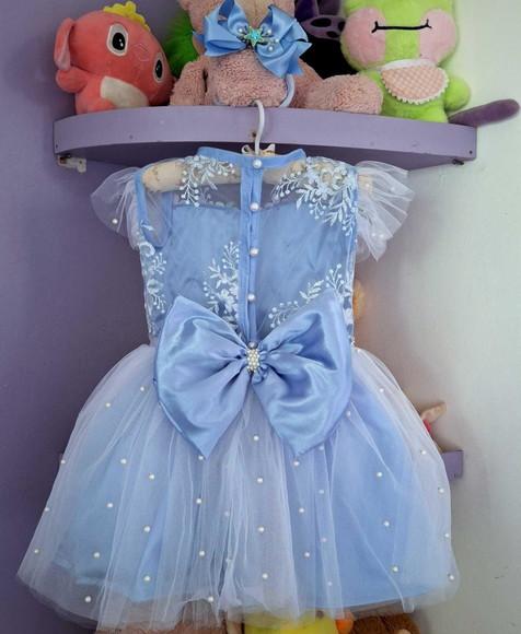 Vestido Infantil Fundo do Mar Azul