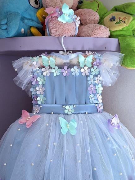 Vestido Infantil Jardim Encantado Azul Bebê