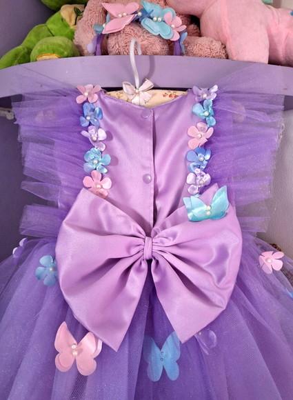Vestido Infantil Jardim Encantado Lilas